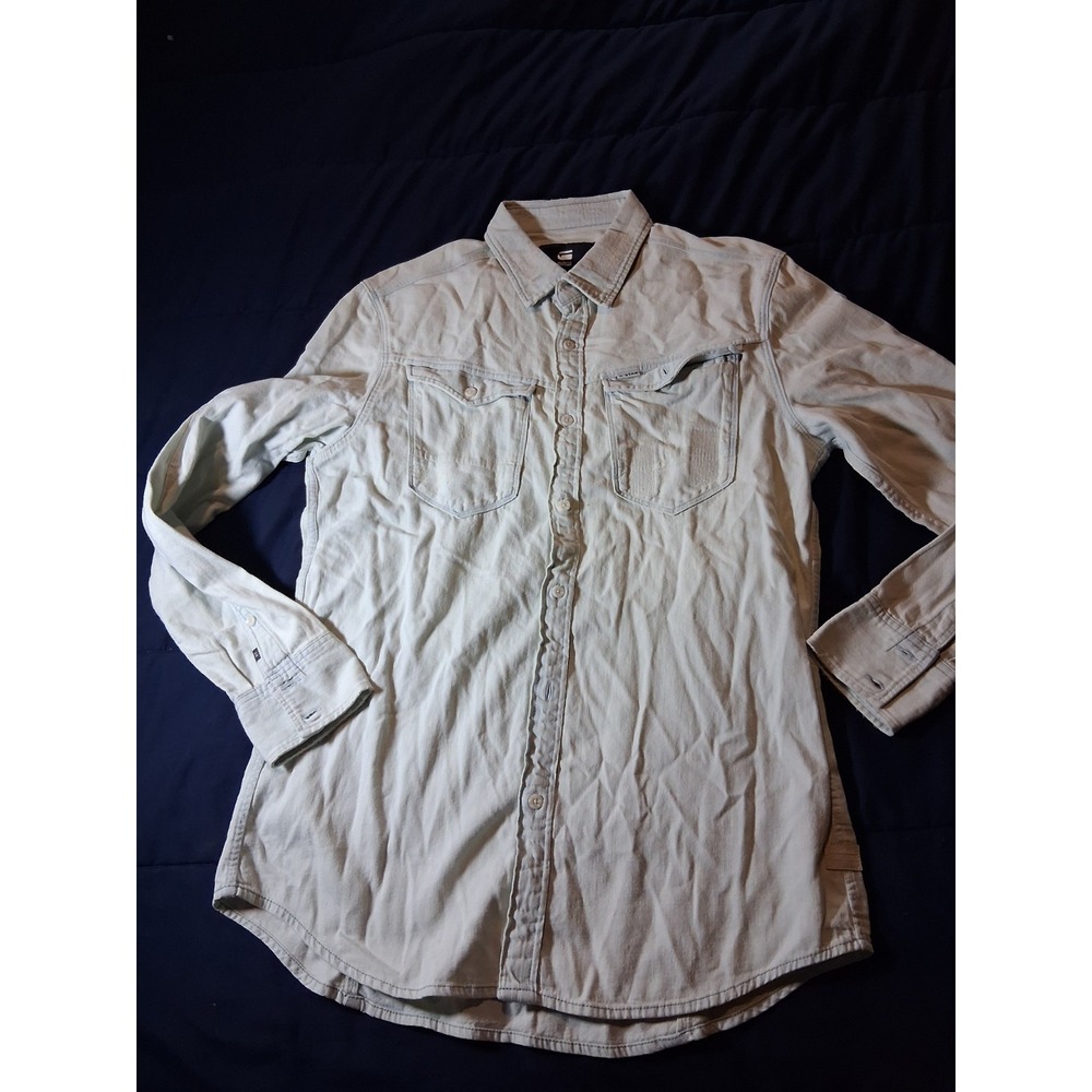 G-Star Raw Shirt Mens Medium Blue Arc 3D Slim Fit Button Up Long Sleeve Chambray